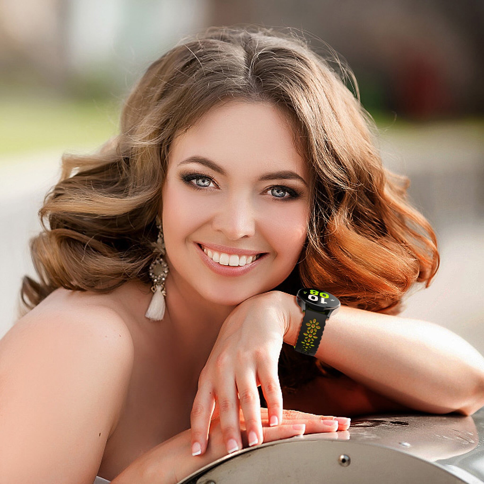 Coros Apex 42mm Patterned Silicone Strap (Black/Green)