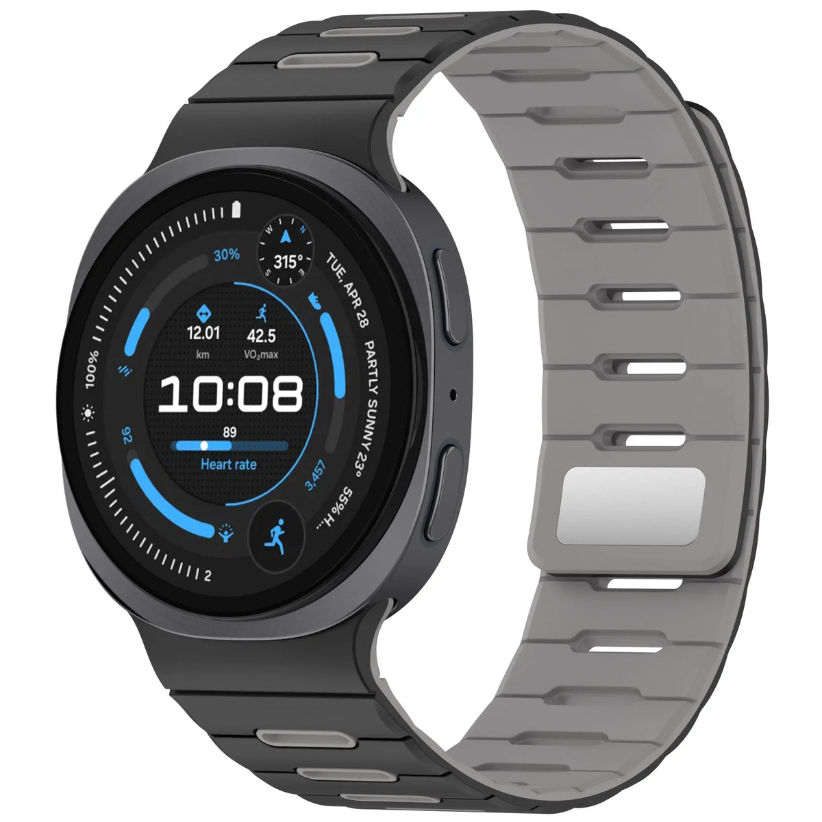 Samsung Galaxy Watch 8 - 40mm Magnetic Silicone Strap (Black/Grey)