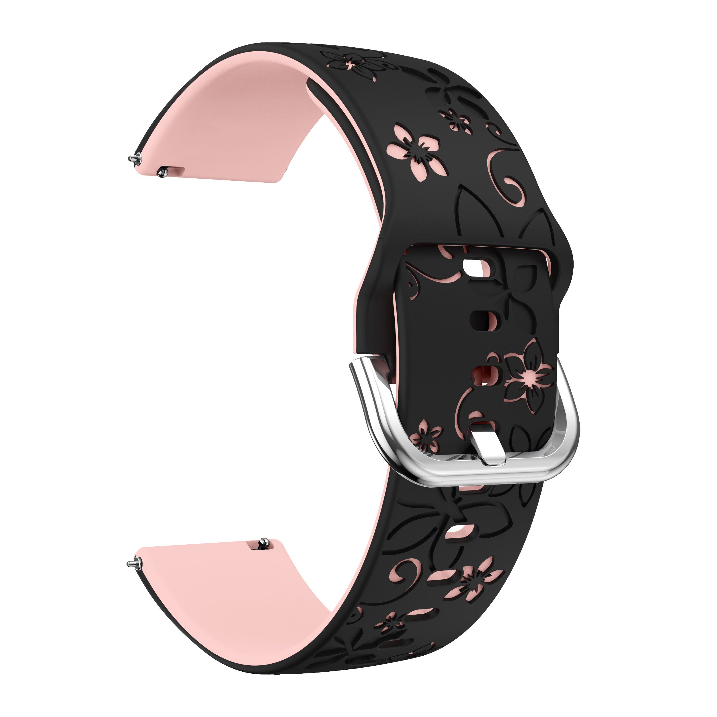 Amazfit GTS 3 Flower Silicone Strap (Black/Light Pink)