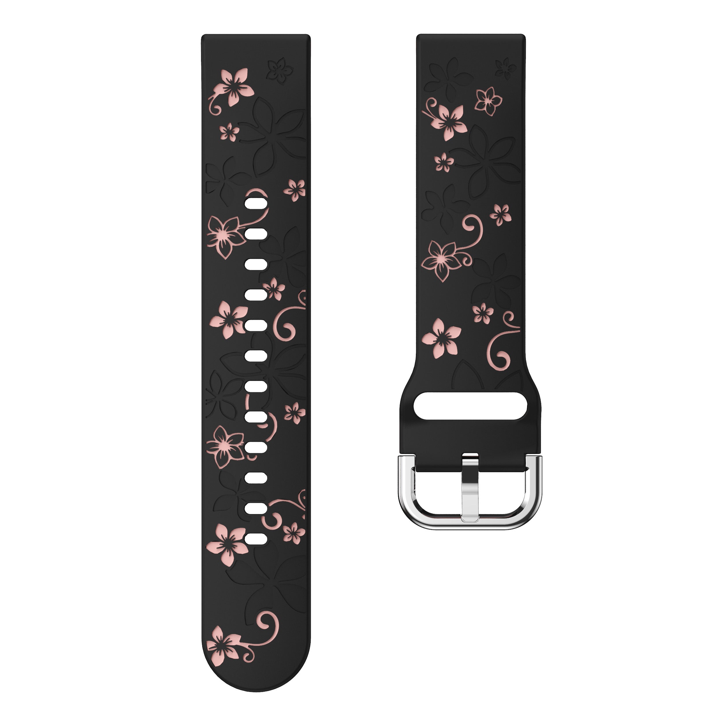 Amazfit GTS 3 Flower Silicone Strap (Black/Light Pink)
