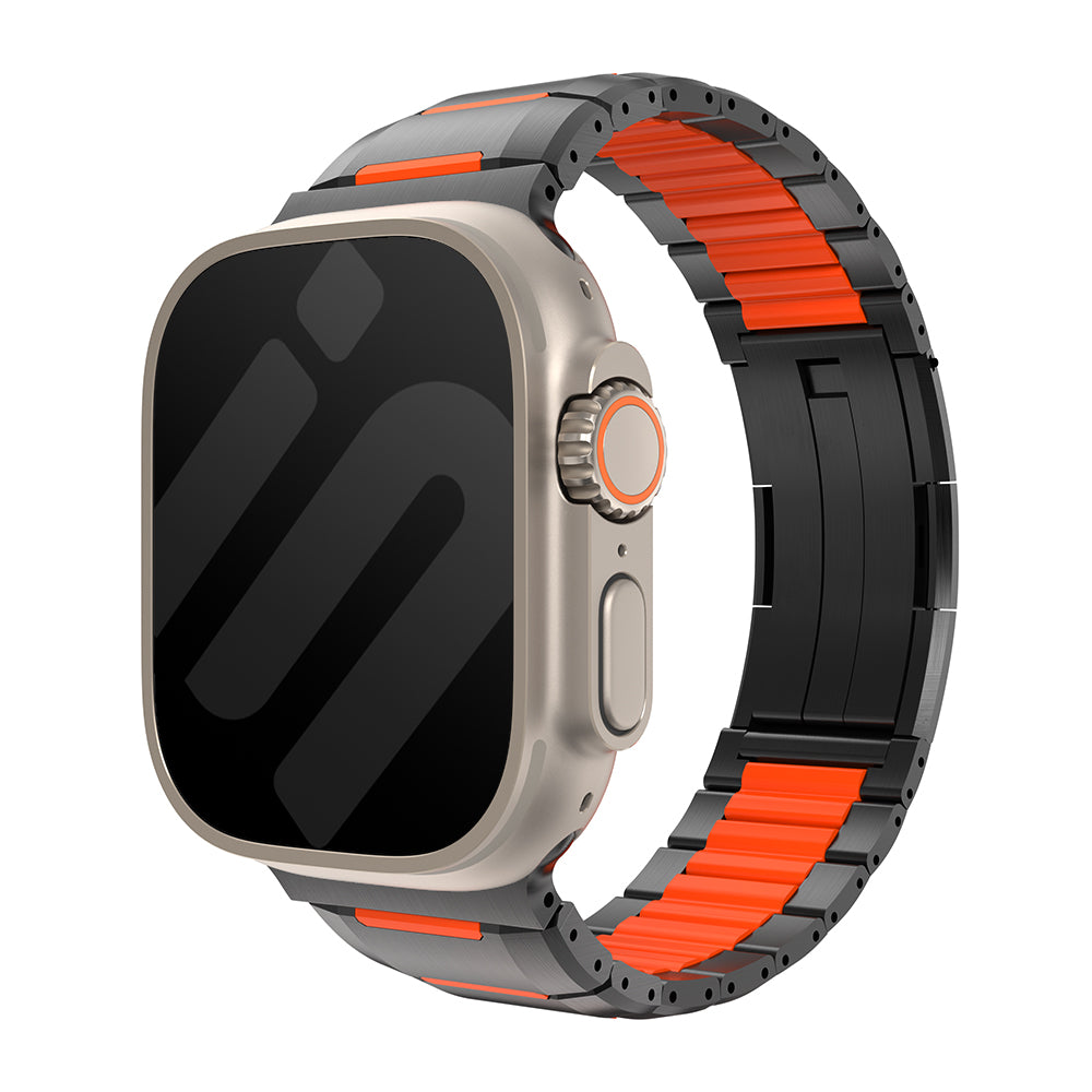 Apple Watch Ultra Steel Hybrid Strap (Black/Orange)