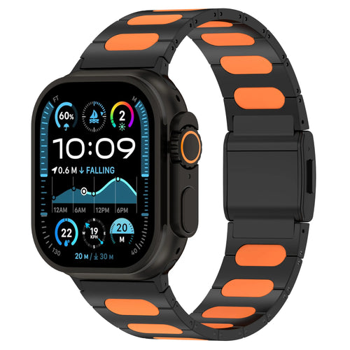 Apple Watch Ultra Refined Steel Hybrid Strap (Black/Orange)