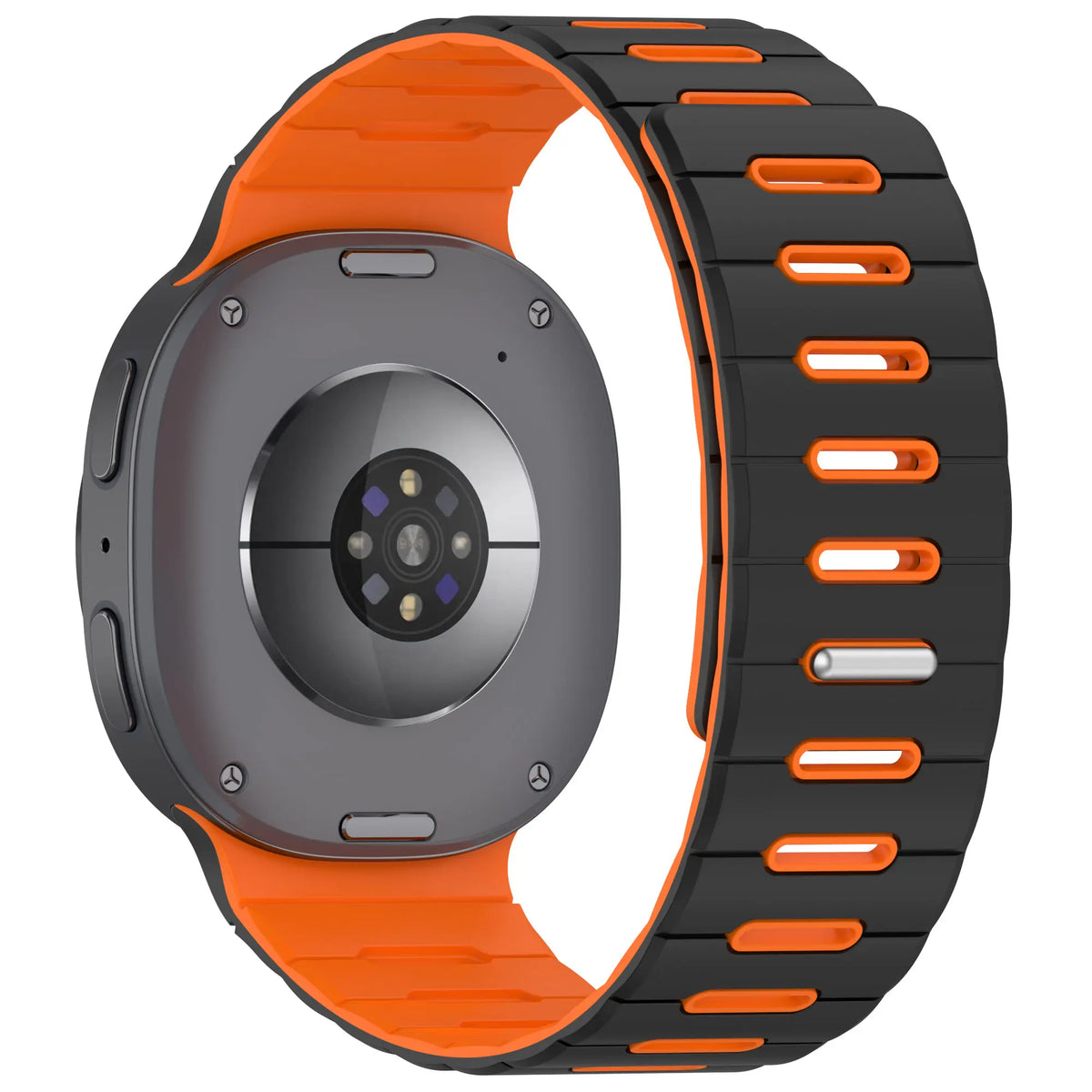 Samsung Galaxy Watch 8 Classic Magnetic Silicone Strap (Black/Orange)