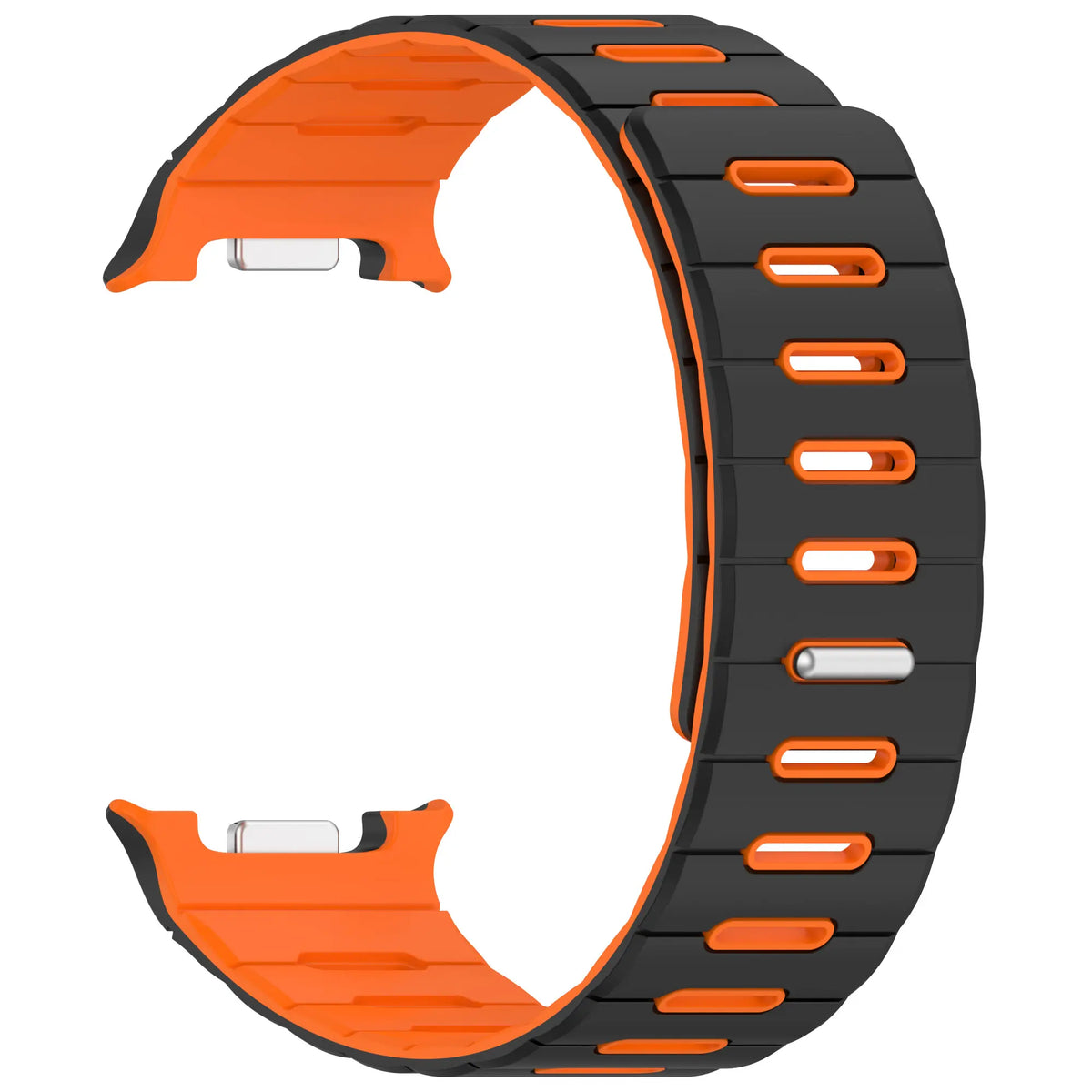 Samsung Galaxy Watch 8 - 40mm Magnetic Silicone Strap (Black/Orange)