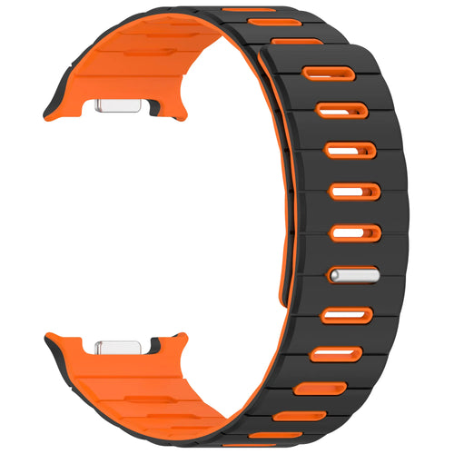 Samsung Galaxy Watch 8 - 44mm Magnetic Silicone Strap (Black/Orange)