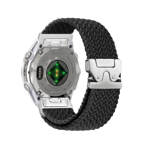 Garmin Quatix 8 Pro - 47mm Braided Strap P-Buckle (Black with Silver)