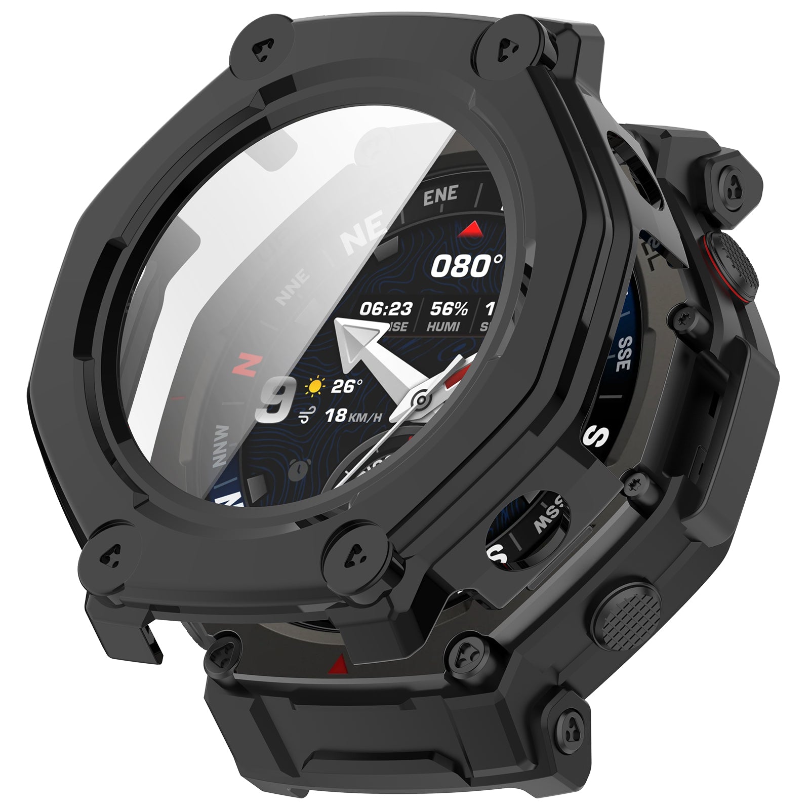 Funda PC con cristal Amazfit T-Rex 3 Pro - 44mm (negro)