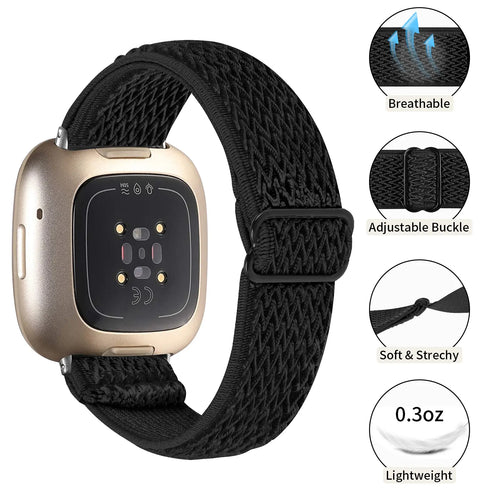 Fitbit Versa 4 Elastic Strap (Black)