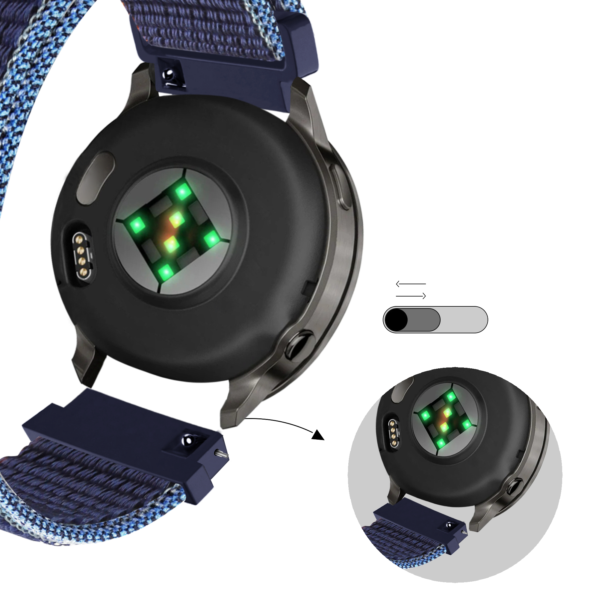 Bandz Garmin Approach S40 Nylon Loop Strap (Dark Blue Mix)