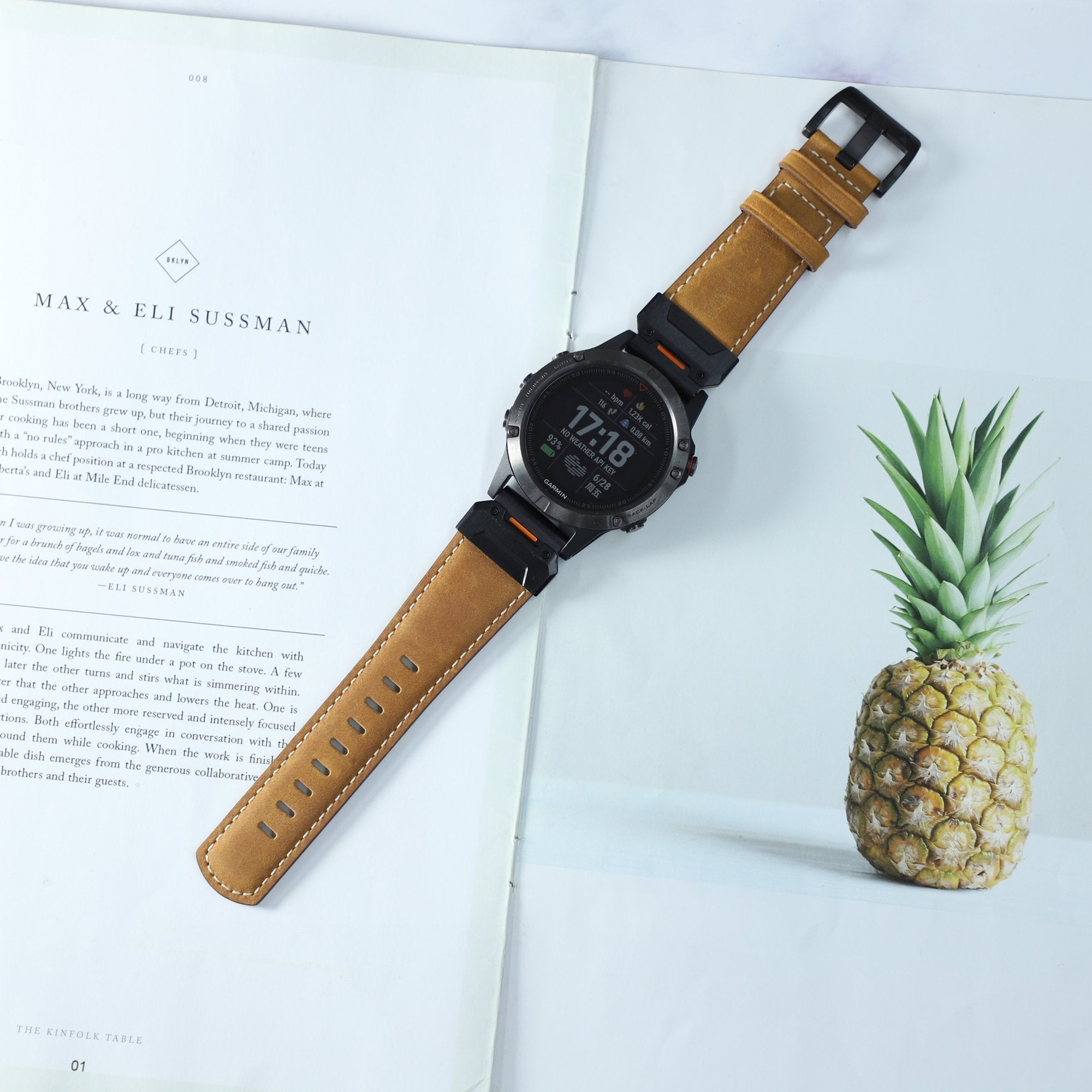 Correa cuero auténtica Garmin Approach S70 - 47mm (marrón)