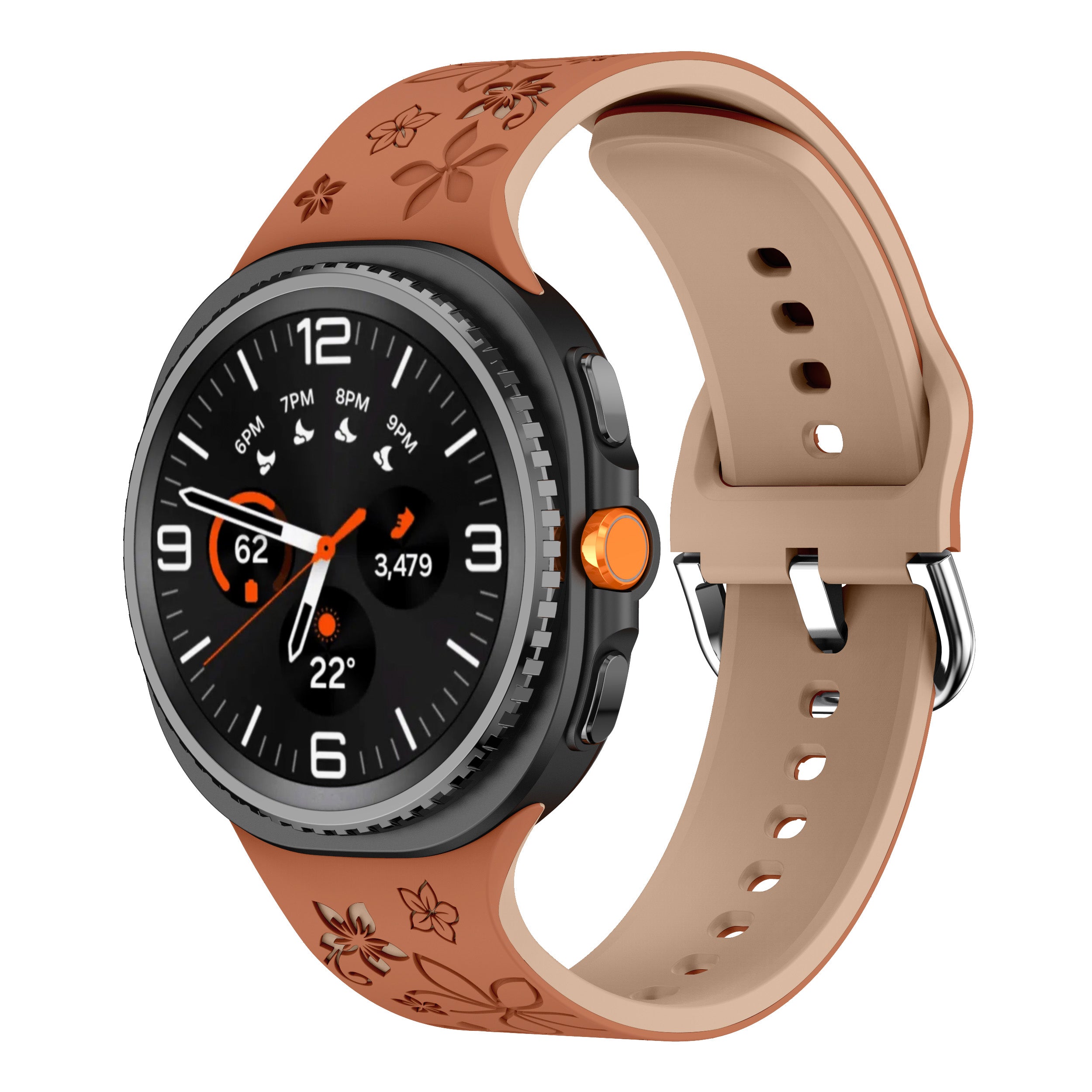 Correa silicona con flores Samsung Galaxy Watch 8 - 44mm (marrón/beige)