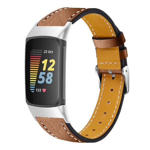 Correa cuero moderna Fitbit Charge 6 (marrón)