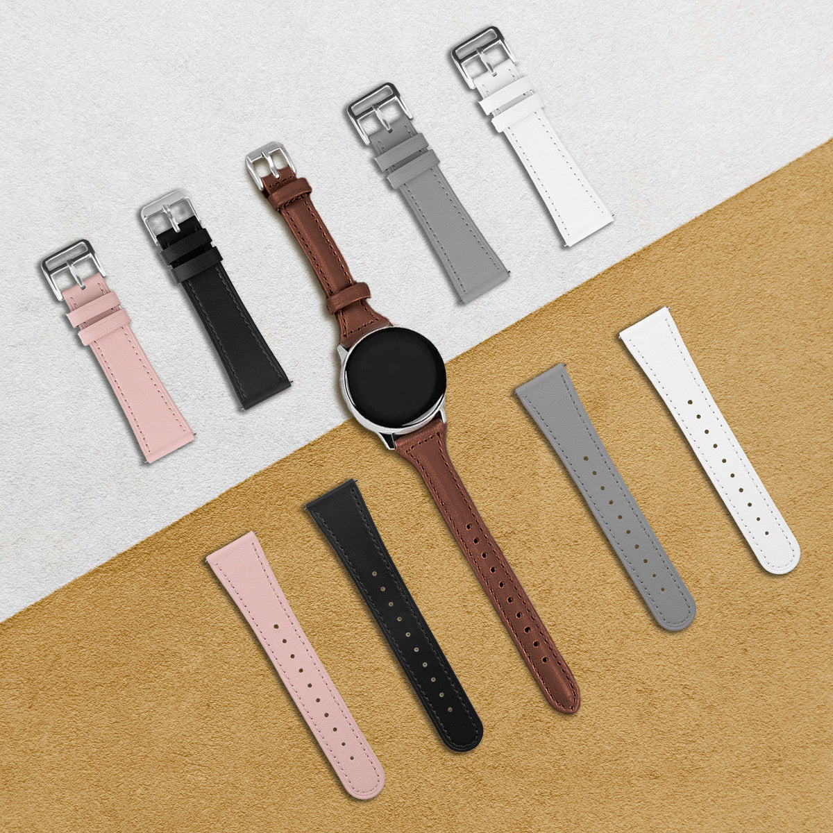 Watch Strap Modern Leather 22mm - Quick Release (Grey)