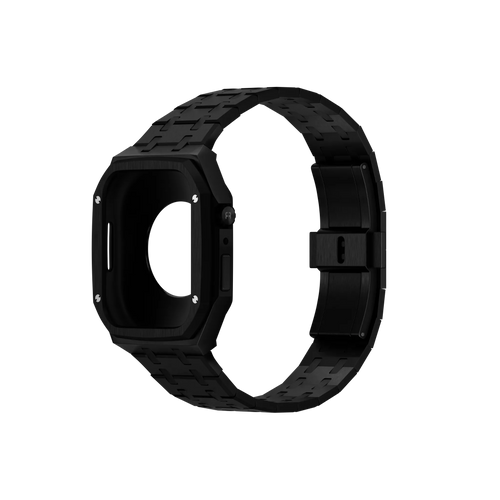 Reqior Funda con correa de acero Apple Watch 45mm (negro)