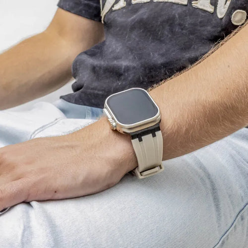 BALR. Apple Watch Ultra Liquid Silicone Strap (Beige/Black)