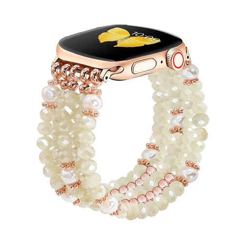 Apple Watch Beaded Crystal Strap (Cream)