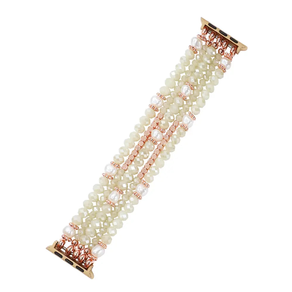 Apple Watch Beaded Crystal Strap (Cream)