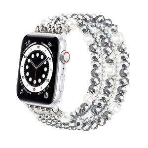 Apple Watch Beaded Crystal Strap (Silver)