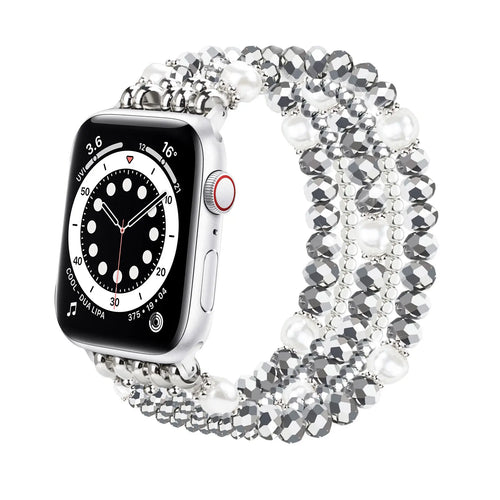 Apple Watch Beaded Crystal Strap (Silver)