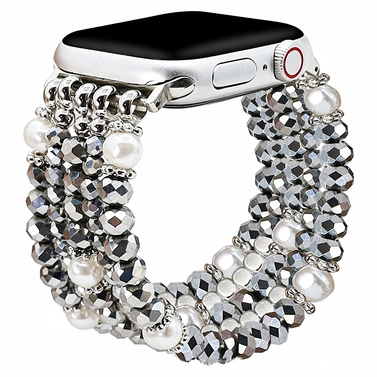 Apple Watch Beaded Crystal Strap (Silver)