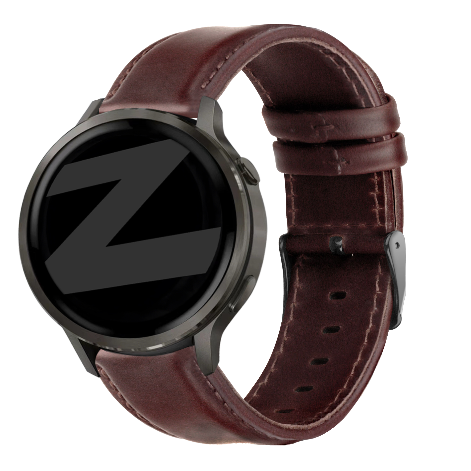 Bandz Garmin Venu SQ Leather Strap 'Classic' (Dark Brown)