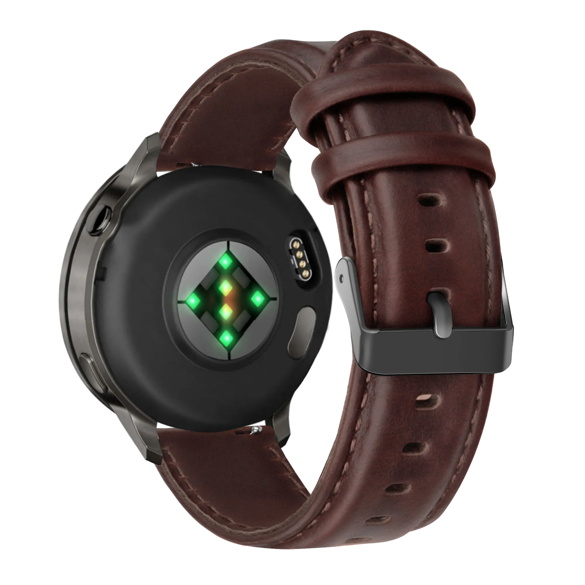 Bandz Garmin Venu SQ Leather Strap 'Classic' (Dark Brown)