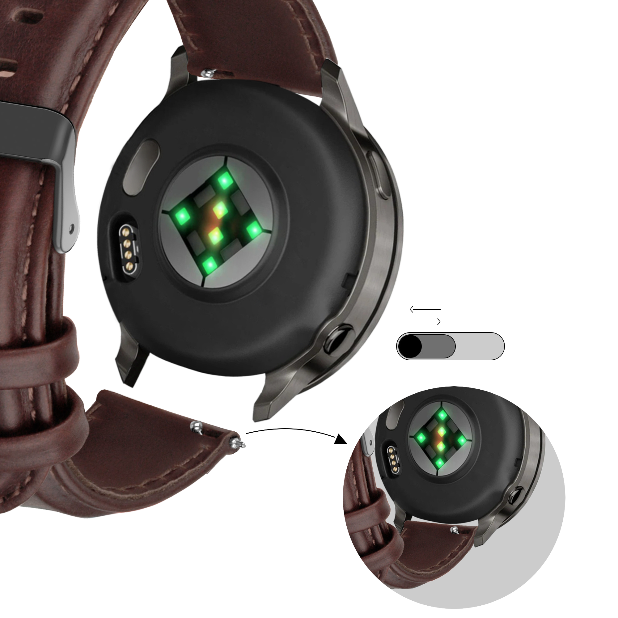 Bandz Garmin Venu 4 - 45mm Leather Strap 'Classic' (Dark Brown)