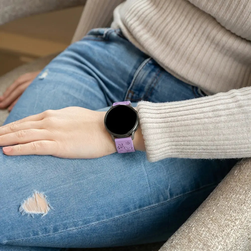 Bandz Garmin Venu SQ 2 Silicone Strap 'Flowers' (Lilac/Purple)