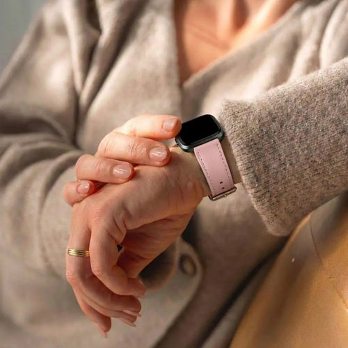 Fitbit Versa (2) modern leren band (roze)