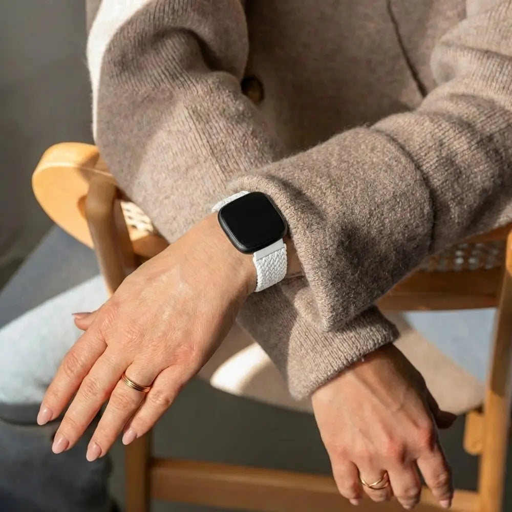 Fitbit Versa 4 Braided Nylon Strap (White)