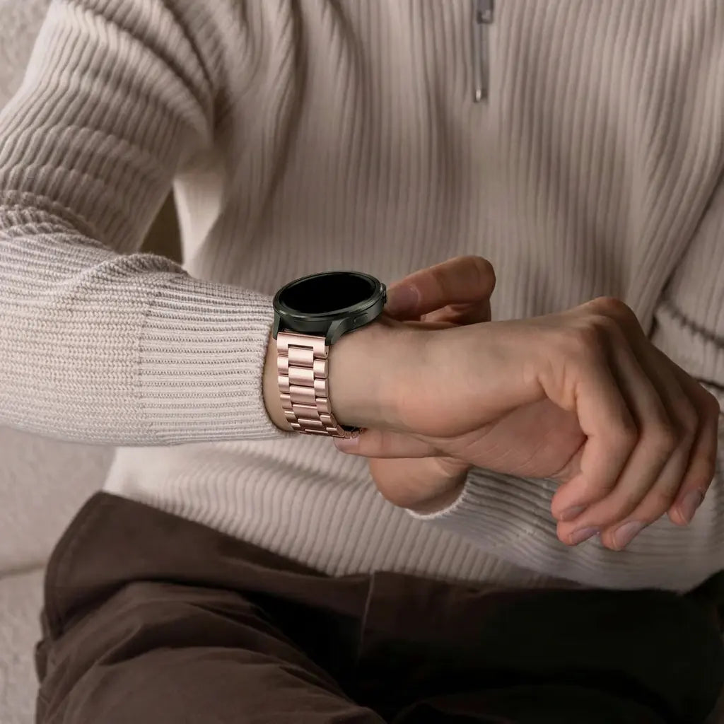 Bandz Garmin Vivoactive 6 stalen band 'Classic' (roze)