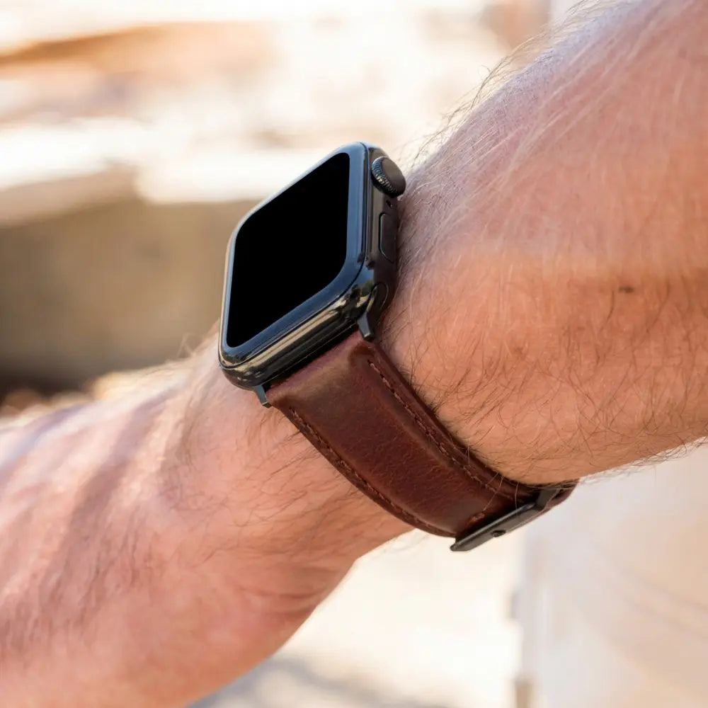 Bandz Apple Watch genuine leren band (donkerbruin)