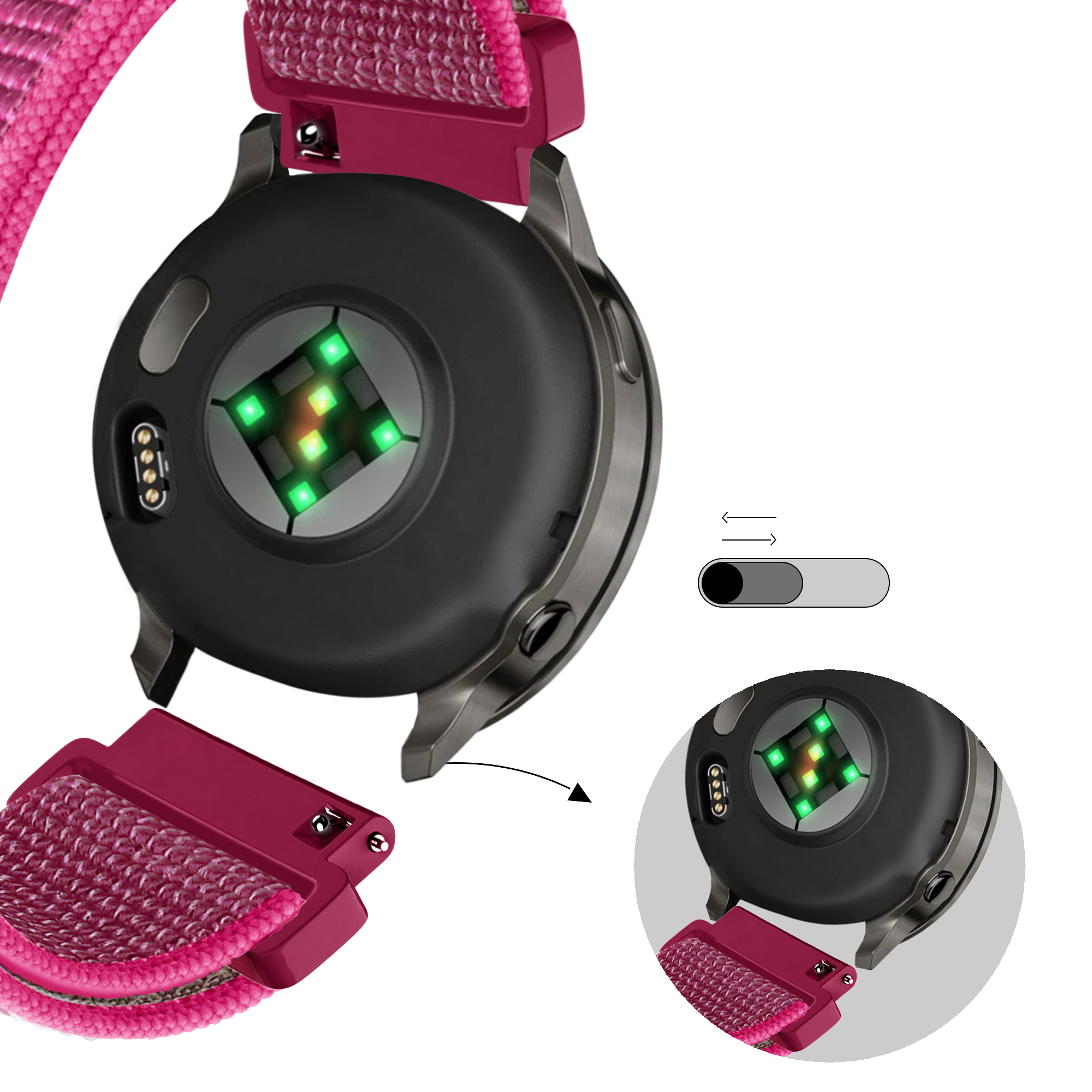 Bandz Garmin Forerunner 255s Nylon Loop Strap (Dragonfruit)