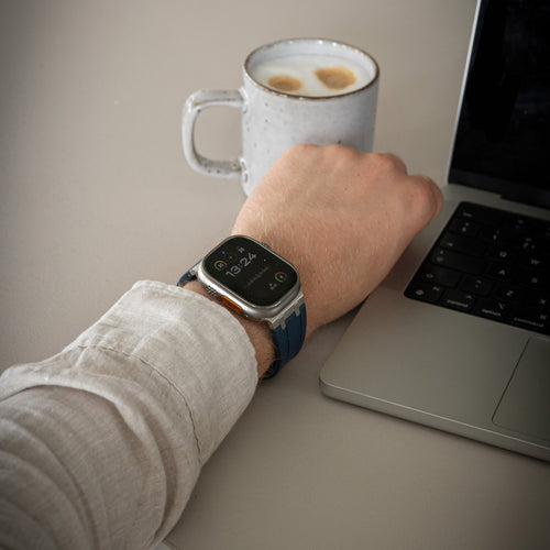 Bandz Correa silicona 'Luxe Liqiud' Apple Watch (azul con plata)
