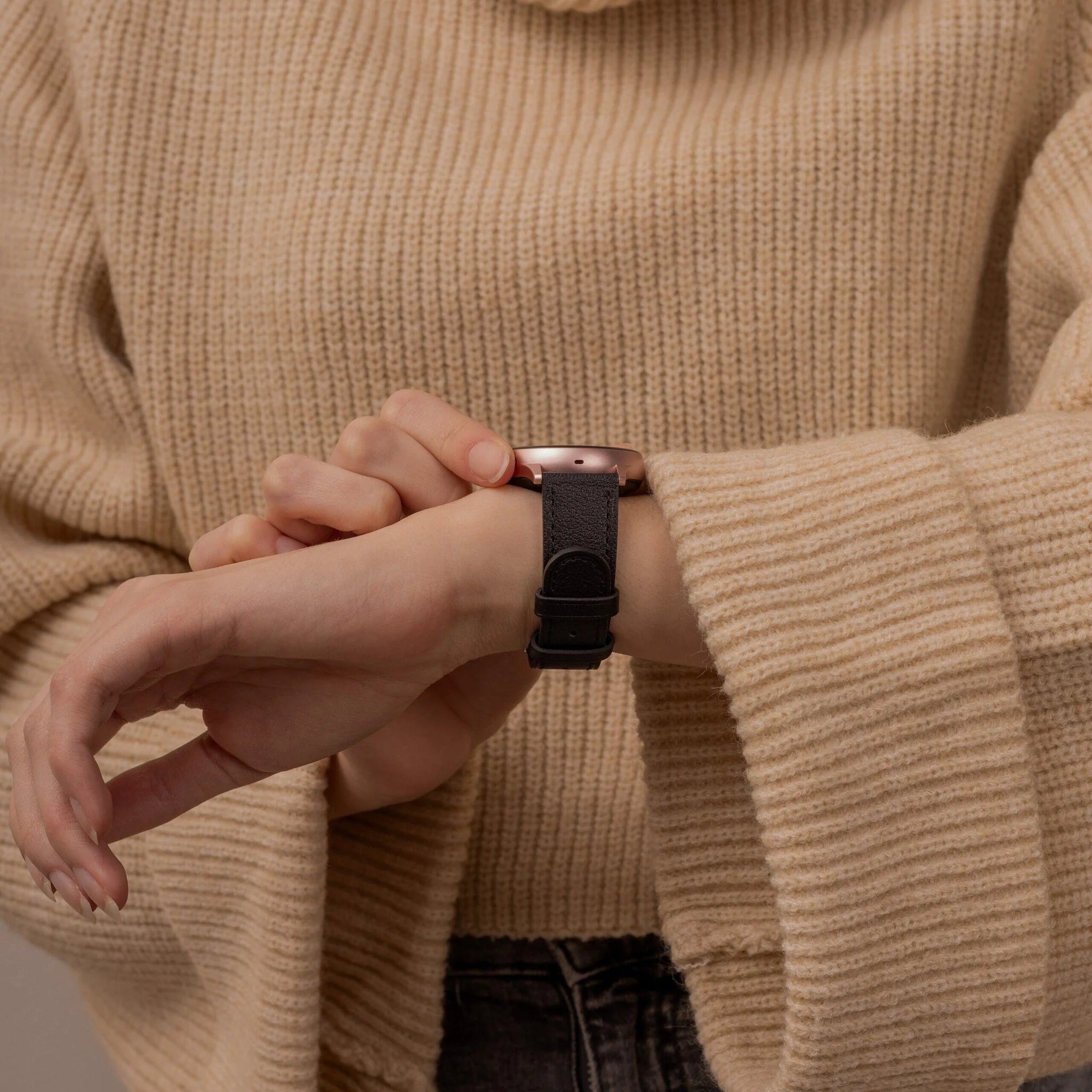 Correa cuero moderna Amazfit Bip 6 (negro elegante)