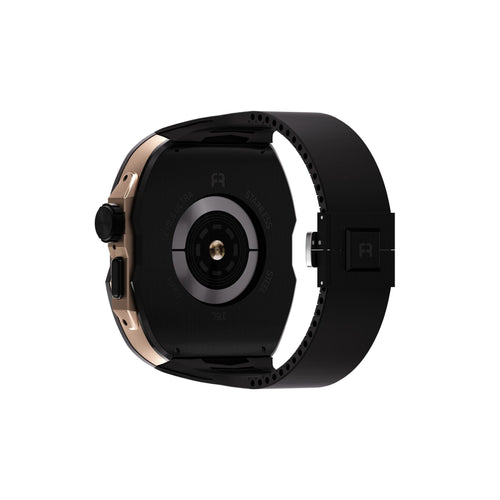 Reqior Funda con correa de goma Apple Watch Ultra (negro/rosa dorado)