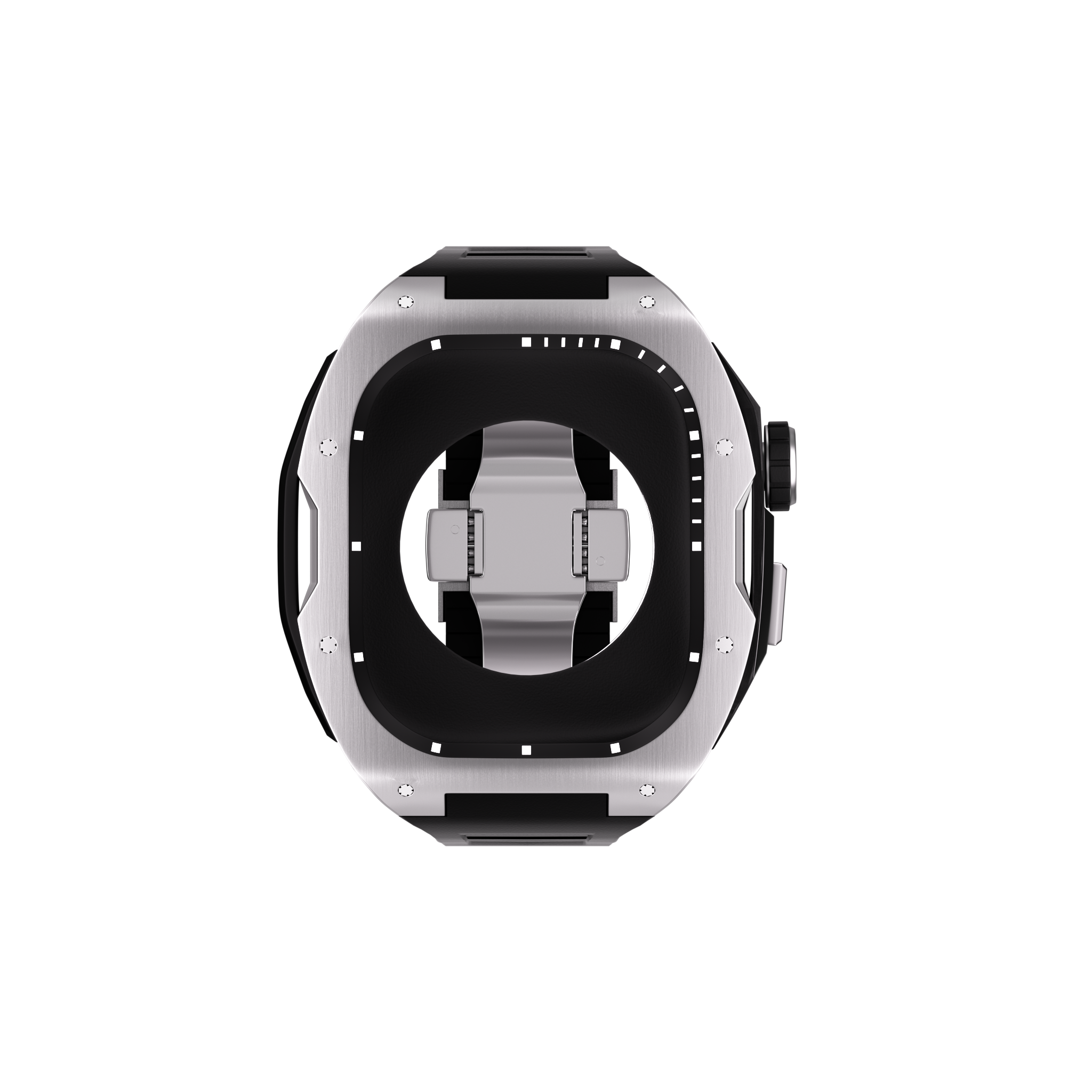 Reqior Apple Watch 45mm Case with Rubber Strap (Silver)