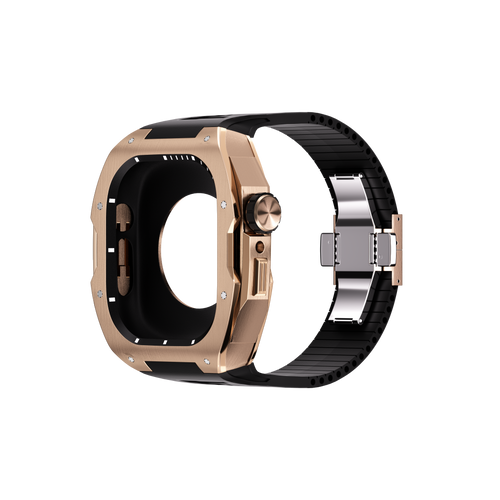 Reqior Funda con correa de goma Apple Watch 45mm (rosa dorado)