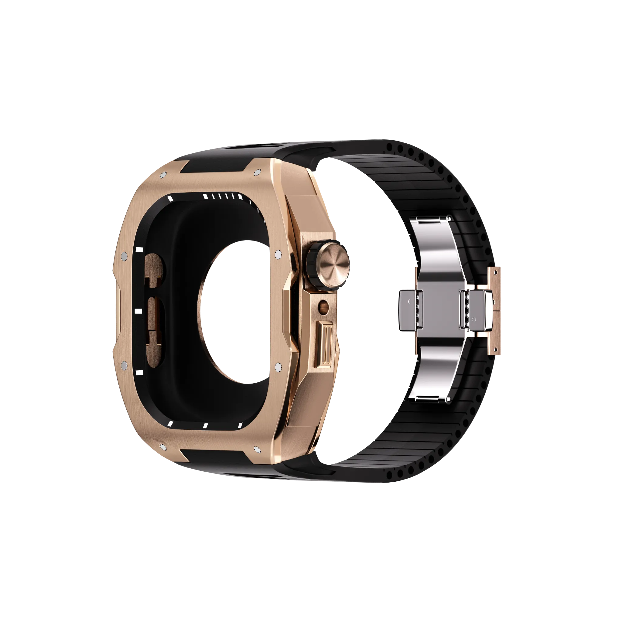 Reqior Funda con correa de goma Apple Watch 45mm (rosa dorado)