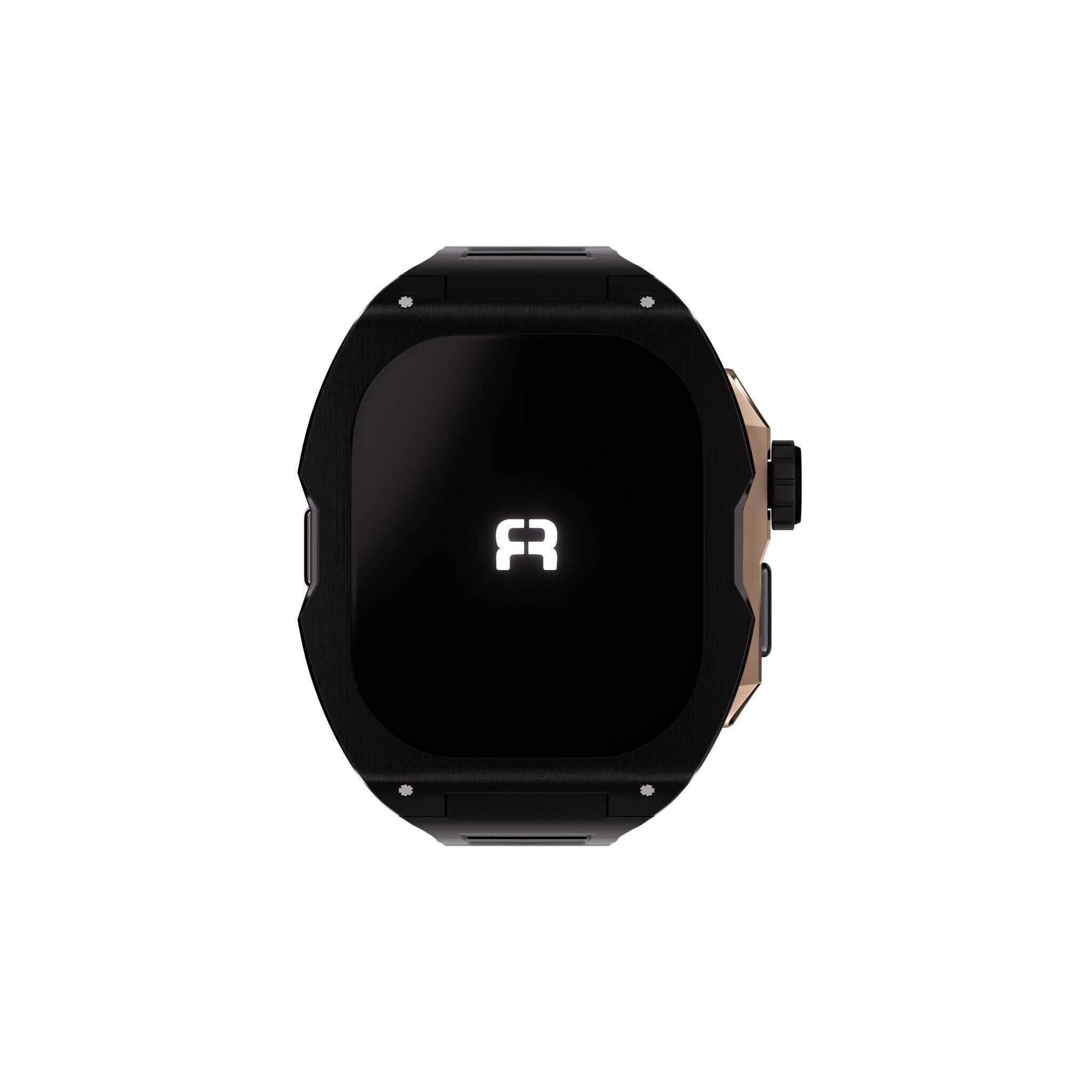 Reqior Funda con correa de goma Apple Watch Ultra (negro/rosa dorado)