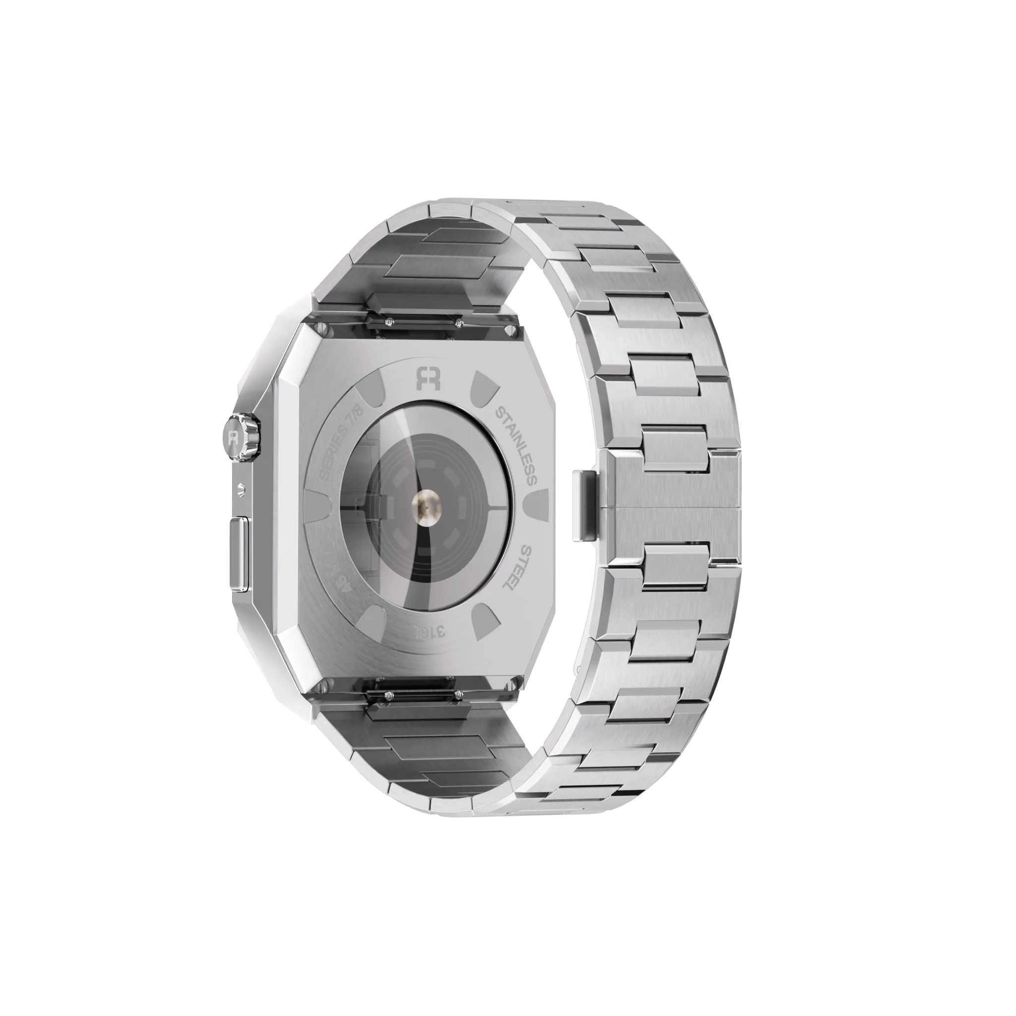 Reqior Funda con correa de acero 'Nautilus' Apple Watch 45mm (plateado)