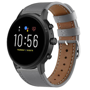 Correa cuero Fossil Gen 4 Explorist HR (gris)