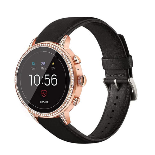 Fossil Gen 4 Venture (HR) Leather Strap (Black)