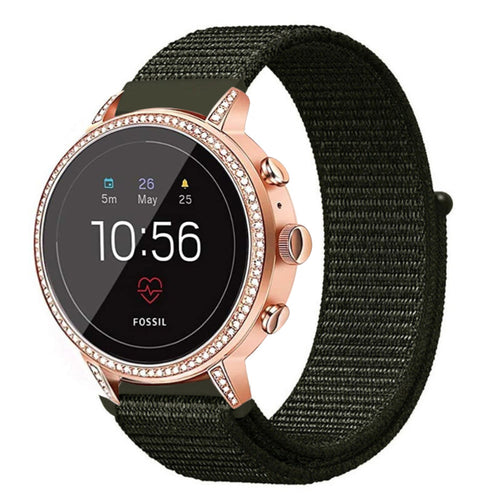 Fossil Gen 4 Venture (HR) Nylon Strap (Dark Green)