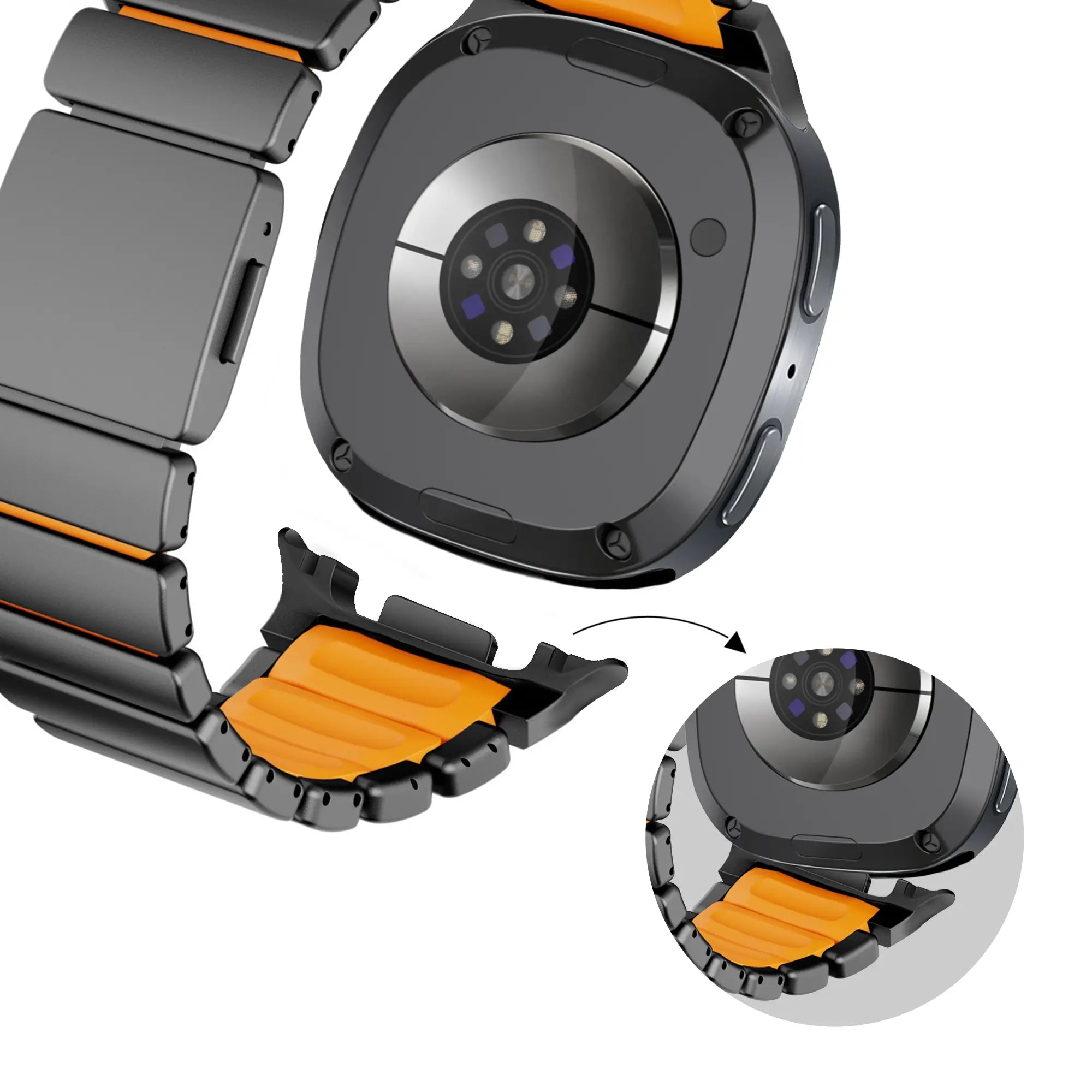 Bandz Correa titanio 'Hybrid' Samsung Galaxy Watch 8 Classic (negro/naranja)