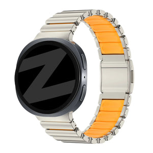 Bandz Samsung Galaxy Watch 8 - 44mm Titanium Strap 'Hybrid' (Titanium/Orange)