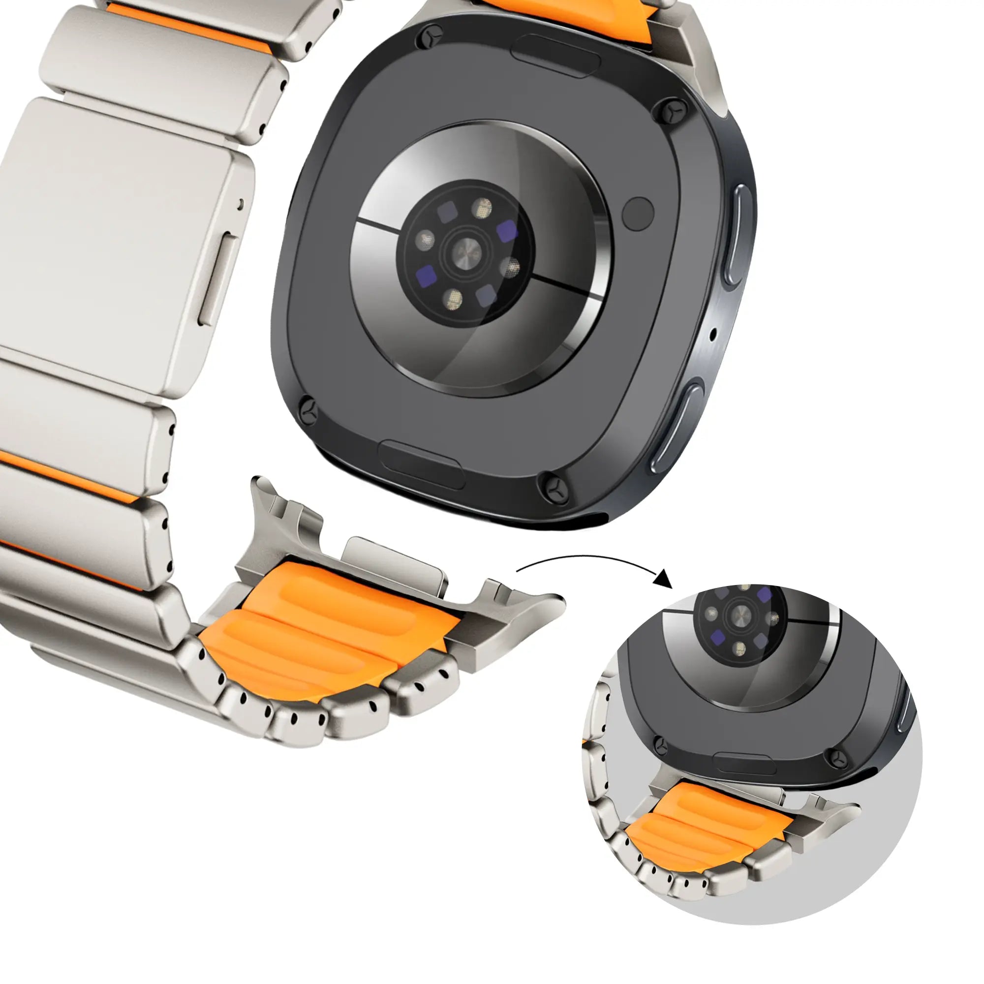 Bandz Correa titanio 'Hybrid' Samsung Galaxy Watch 8 Classic (titanio/naranja)