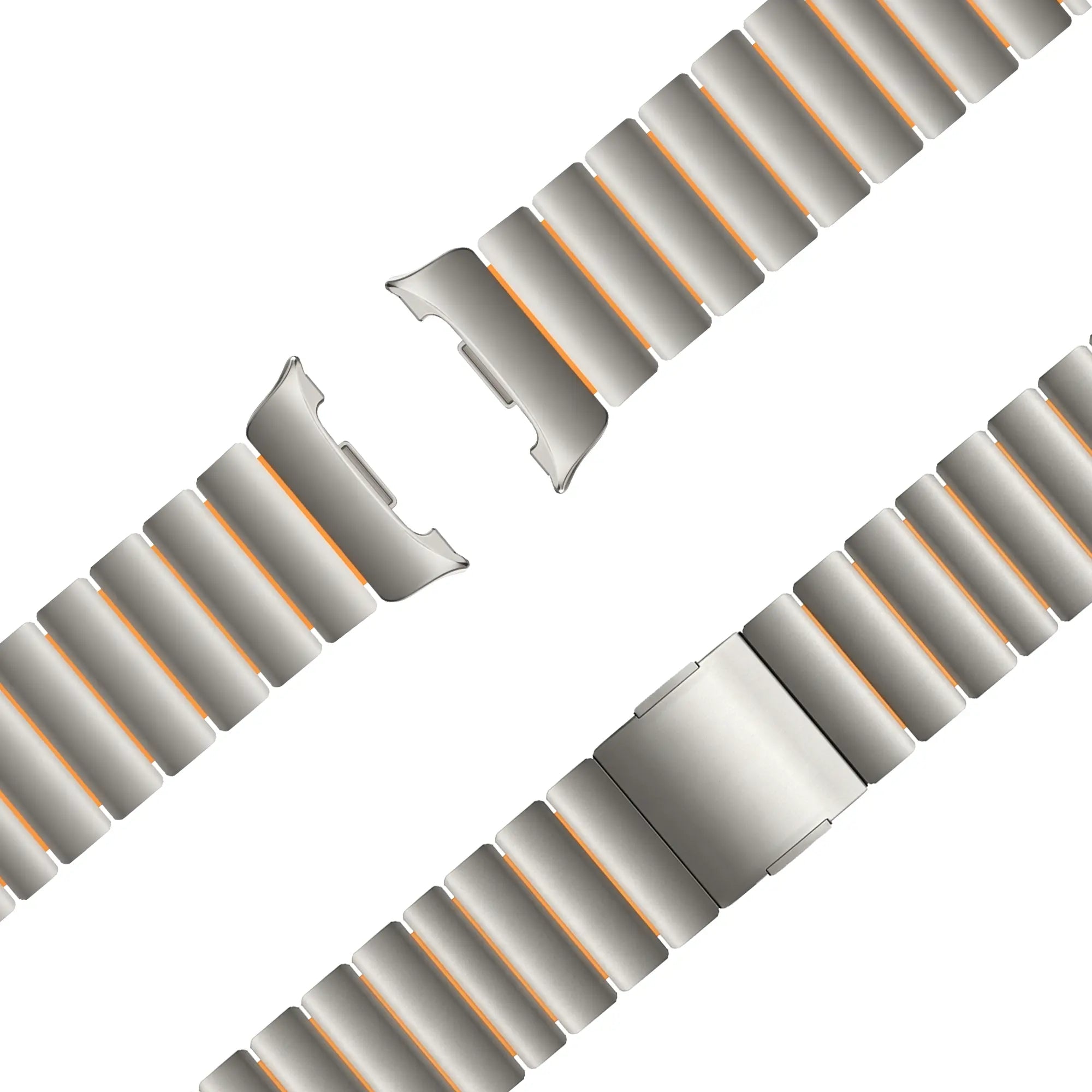 Bandz Samsung Galaxy Watch 8 - 40mm Titanium Strap 'Hybrid' (Titanium/Orange)