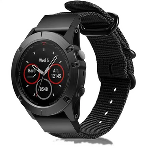Garmin Fenix 5x/6x Nylon Strap with Buckle (Black)