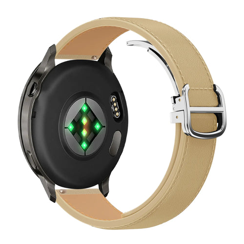 Bandz Garmin Vivomove Sport Leather Strap 'D-Type' (Creme)